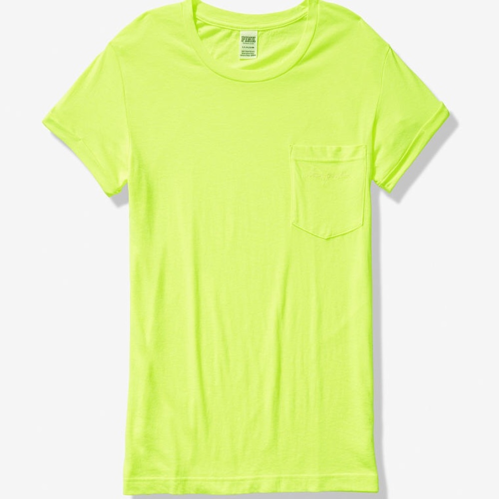 VS PINK NEON YELLOW ROLL CUFF CAMPUS TEE